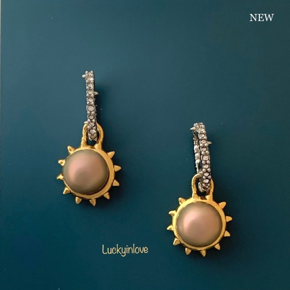 Alexis Bittar Jewelry - Alexis Bittar Gold Silver Sculpted Georgian Star Pearl Drop Statement Earrings